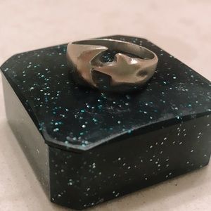 Sterling silver ring moon & star ring